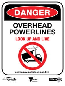 Danger overhead powerlines Farm Sign