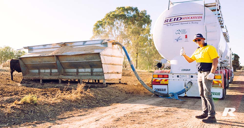 A man showing thumbs up at REID Stockfeeds farm